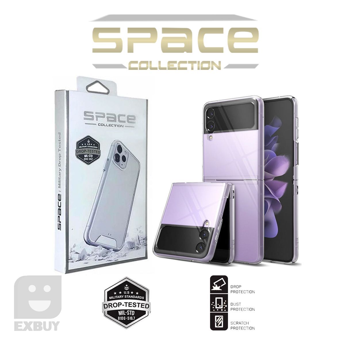 GENERICO - Case Space Transparente para Samsung Galaxy Z Flip 4