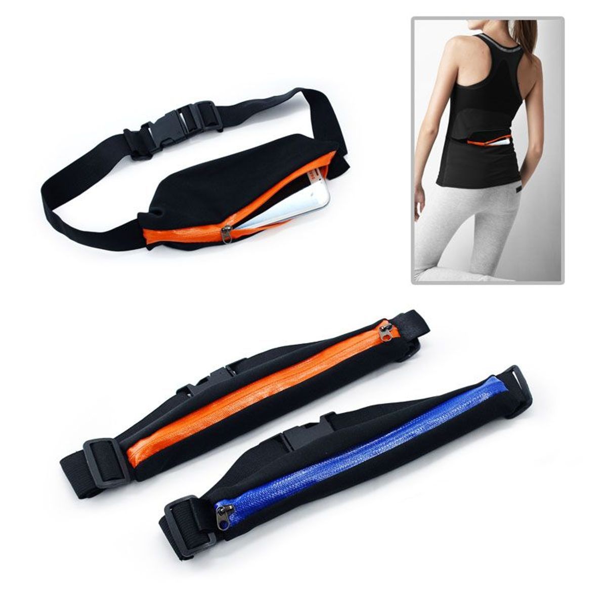 GENERICO - bolsa de cintura riñonera Fitness NARANJA
