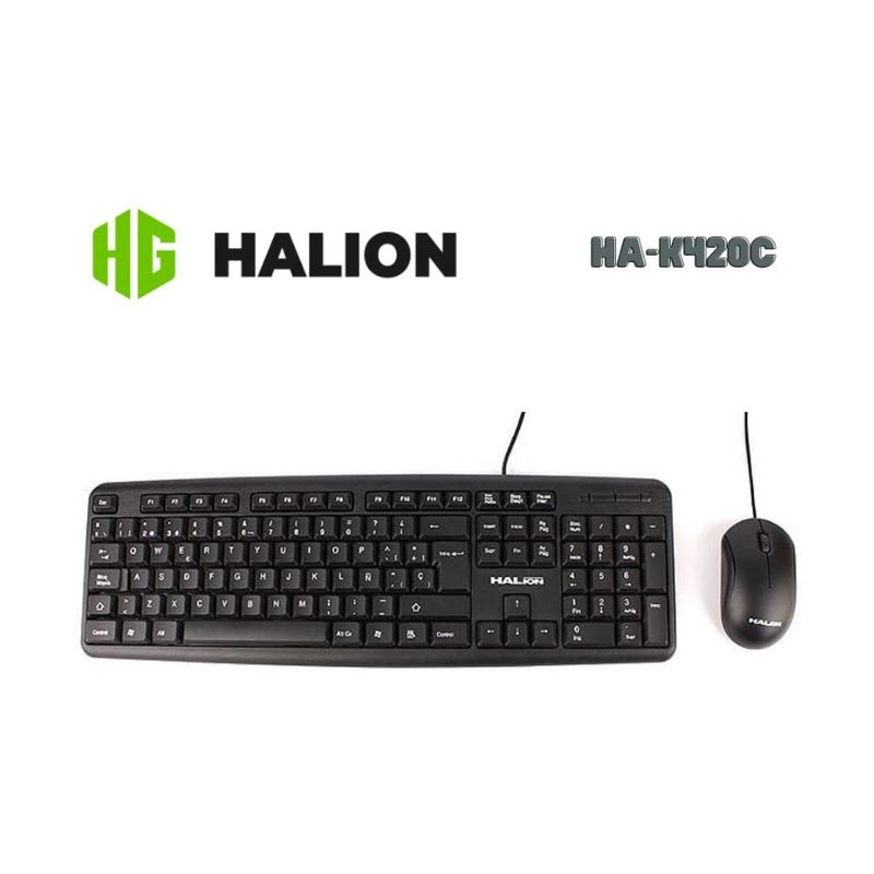 HALION - Combo Teclado y Mouse HALION HA-K420C Estándar con Interfaz USB - BK