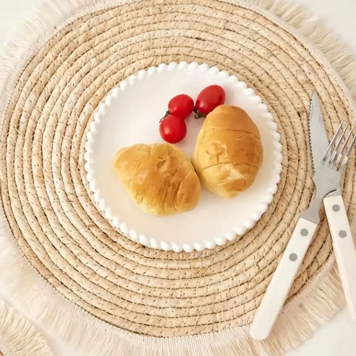 GENERICO - PACK 4 INDIVIDUALES EN MIMBRE CON MACRAMÉ