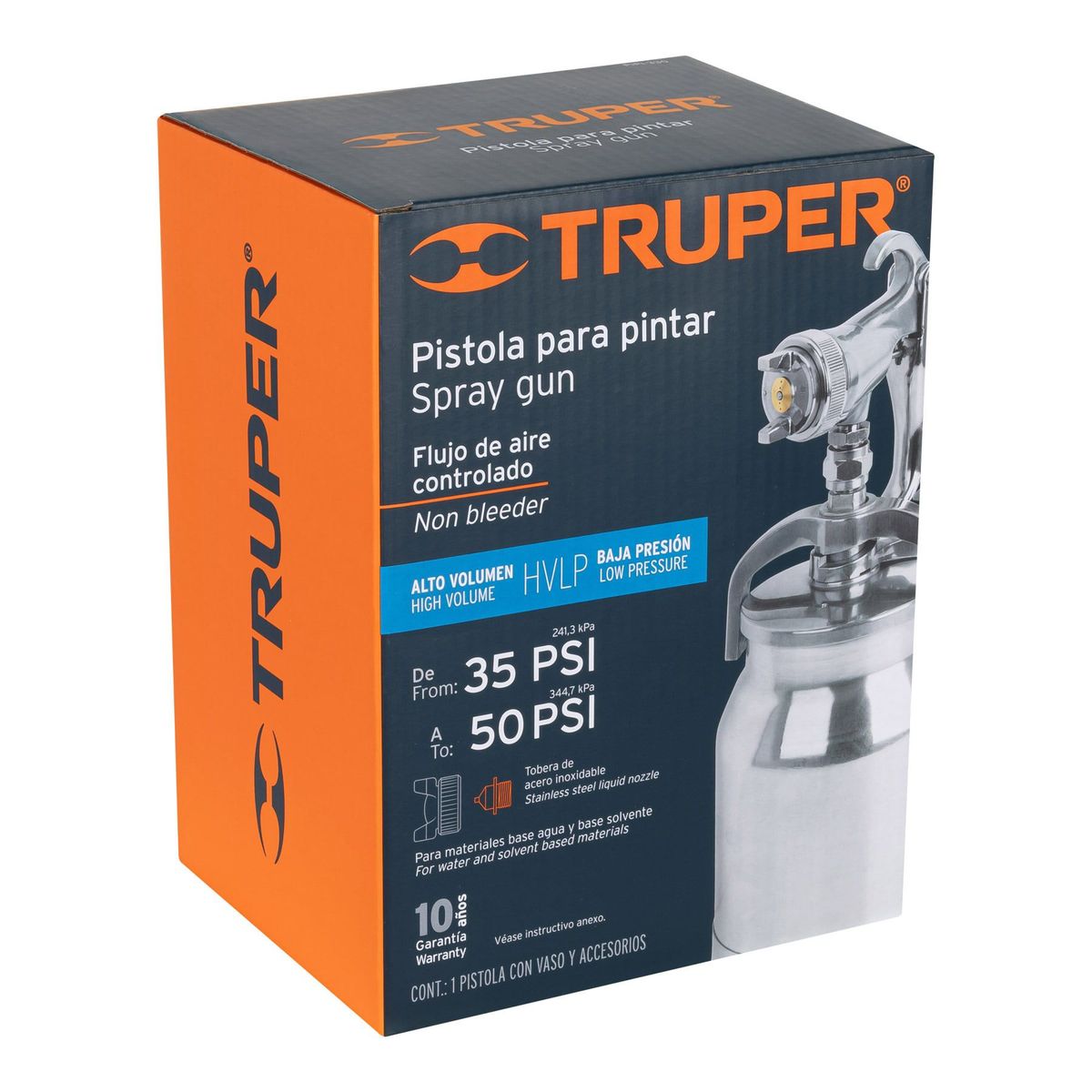 TRUPER - Pistola p/pintar succión HVLP vaso aluminio, 1.4 mm