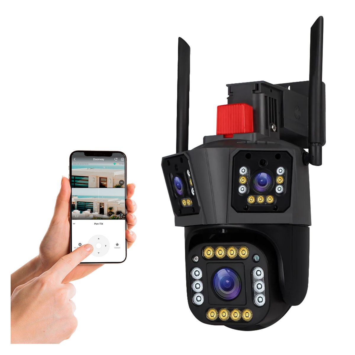 BUYPAL - Cámara IP PTZ Triple Lente Exterior Full HD