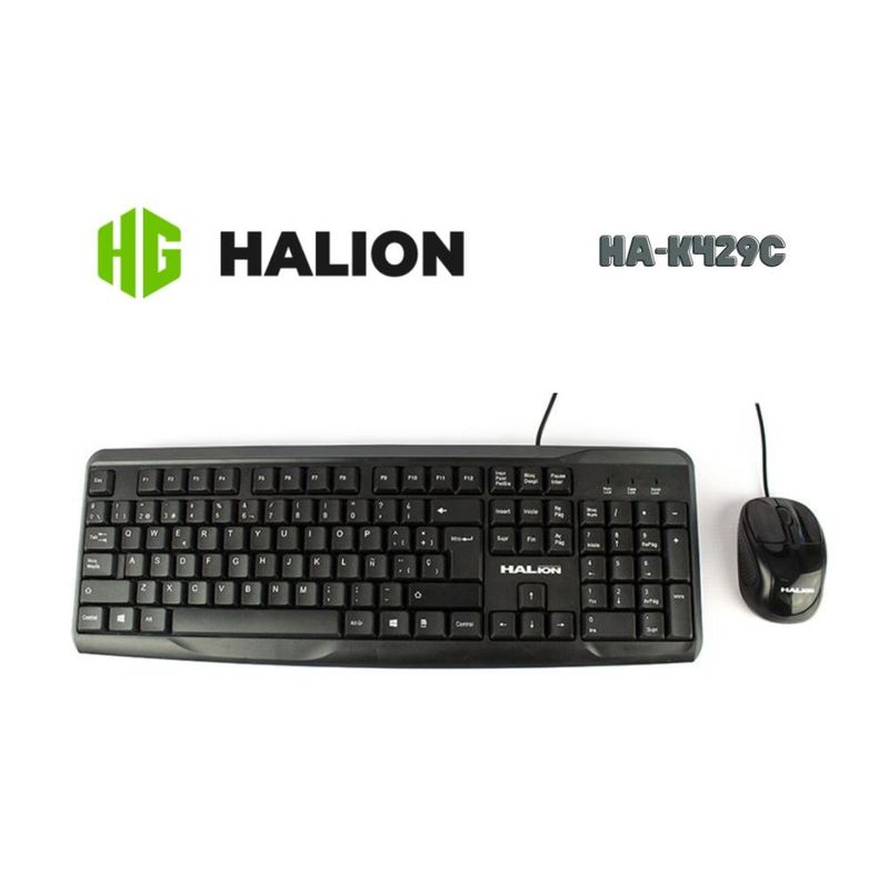HALION - Combo Teclado y Mouse HALION HA-K429C Alámbricos Diseño Ergonómico -BK