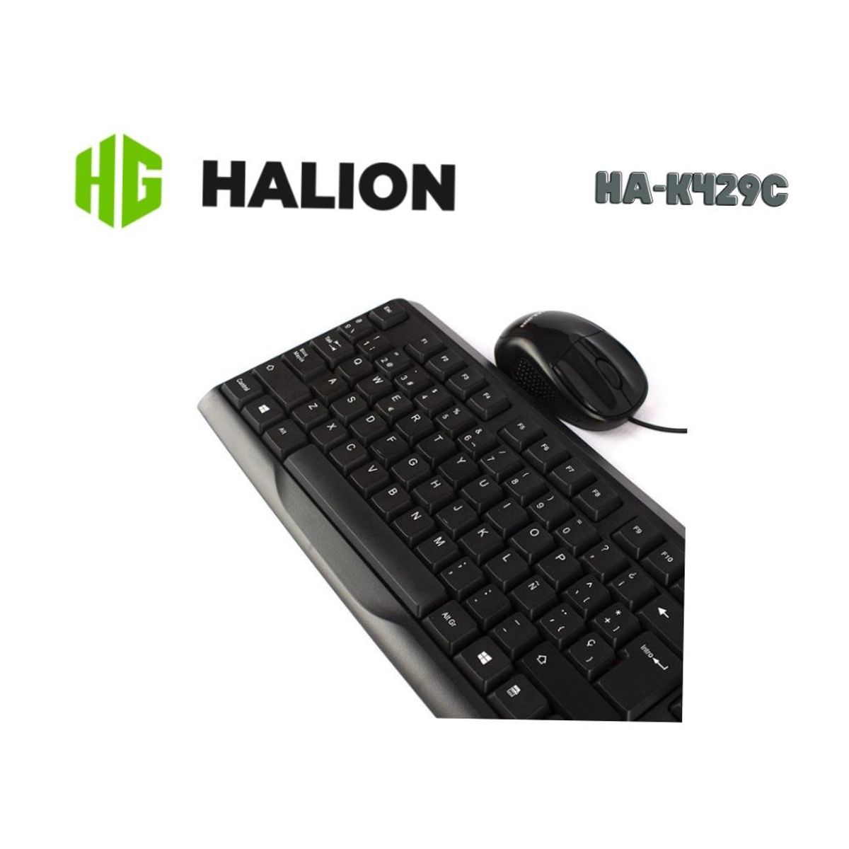 HALION - Combo Teclado y Mouse HALION HA-K429C Alámbricos Diseño Ergonómico -BK
