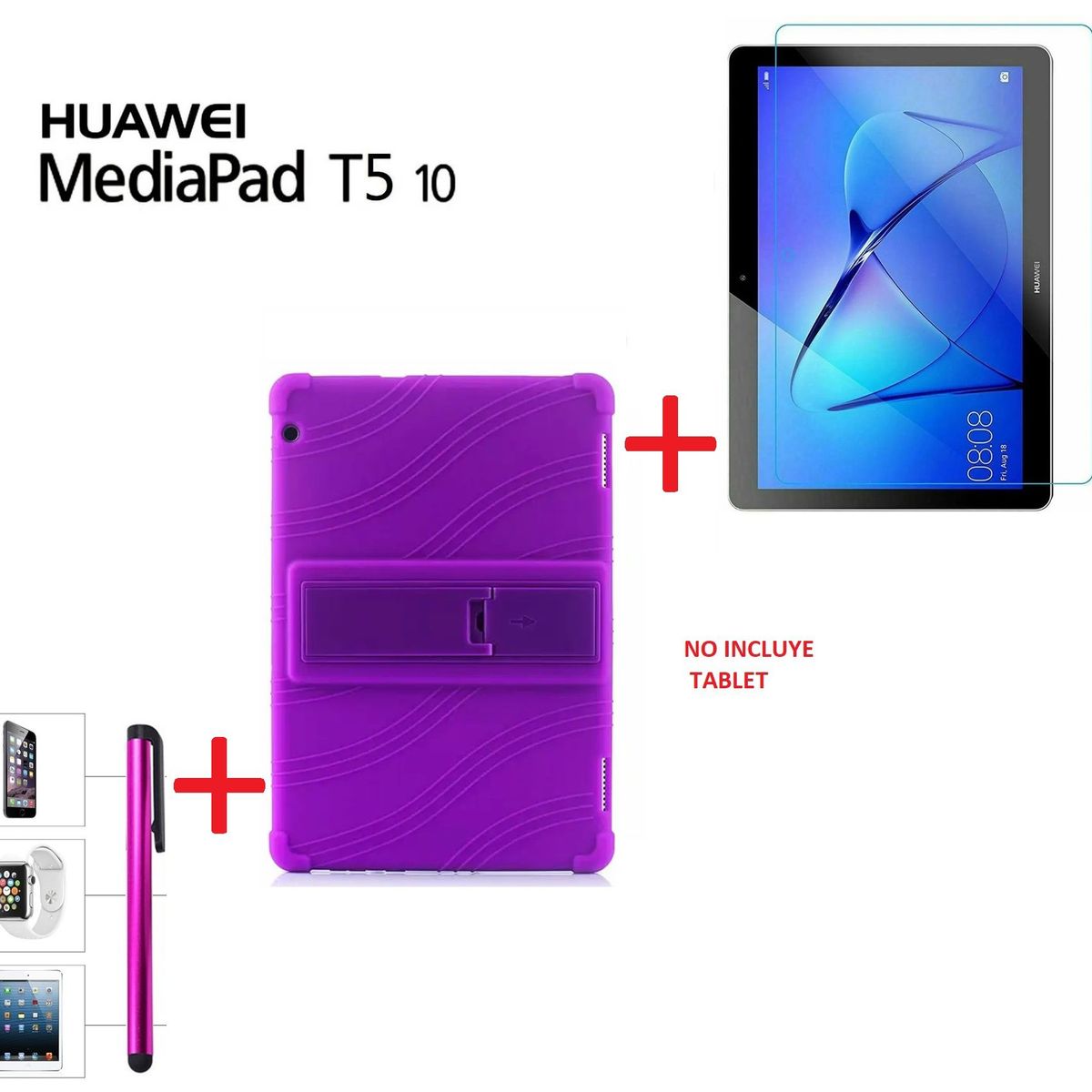 GENERICO - Funda + Mica Vidrio + Lapiz para Huawei MediaPad T5 10 Anti Golpes