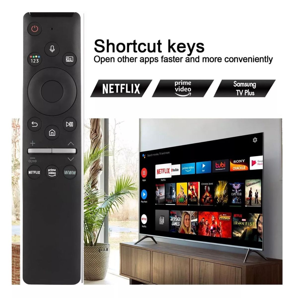 GENERICO - Control  Samsung Smart Tv 4k Curve Con Voz Bn59-01357a  Funda Azul