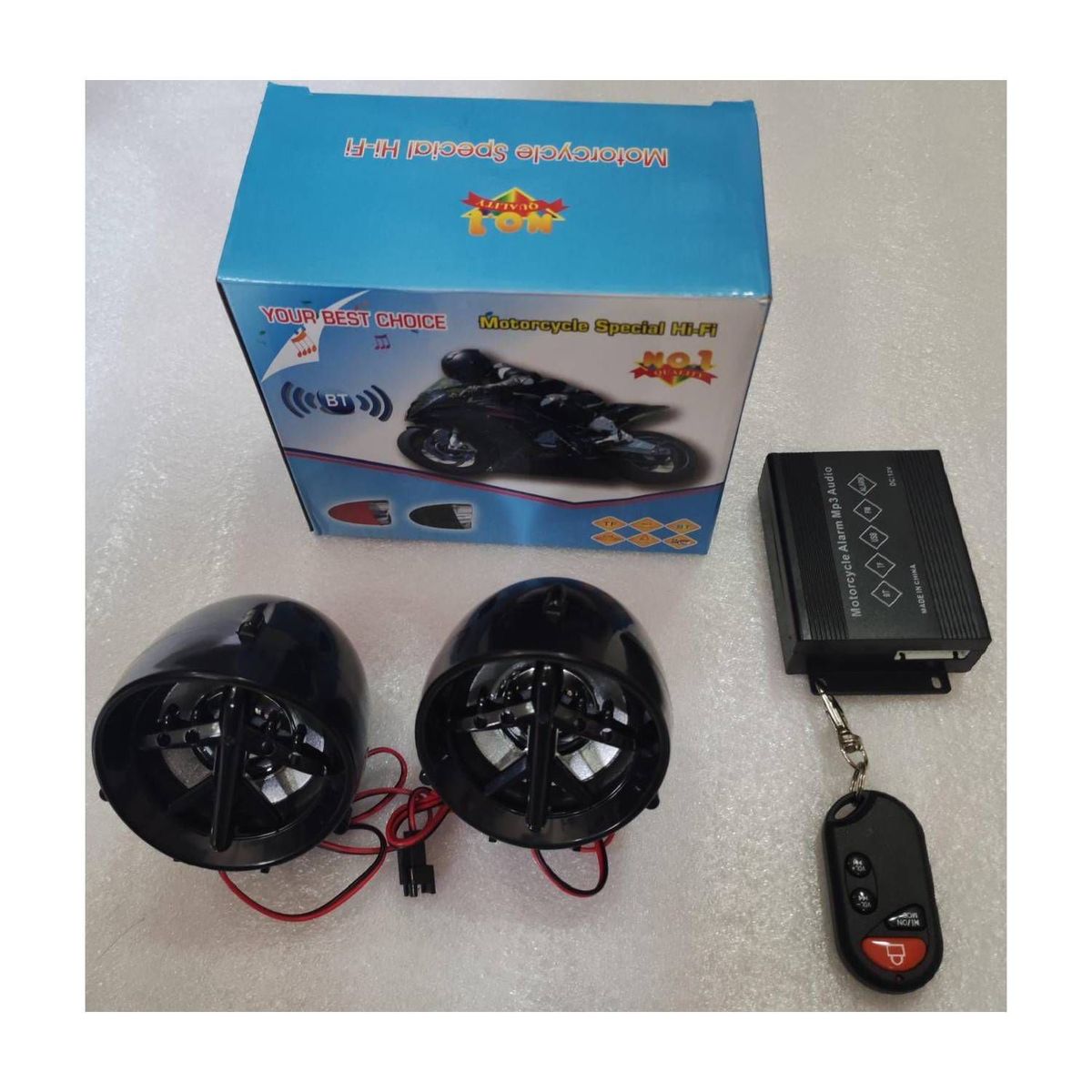 OEM - Kit Parlante Bocina MP3 Bluetooth con Alarma para Moto