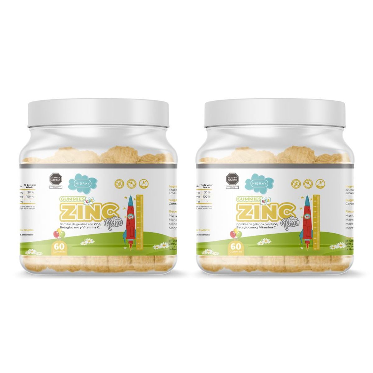 NIBRAY - Zinc Betaglucano Vitamina C para Niños Pack 2 Frascos Nibray Kids