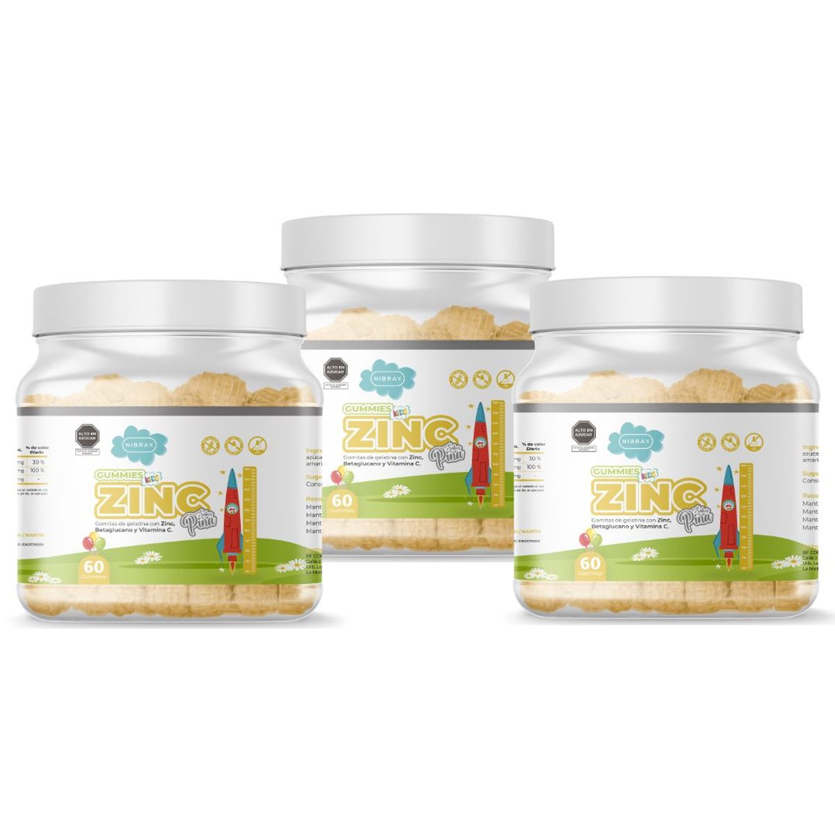 NIBRAY - Zinc Betaglucano Vitamina C para Niños Pack 3x2 Nibray Kids