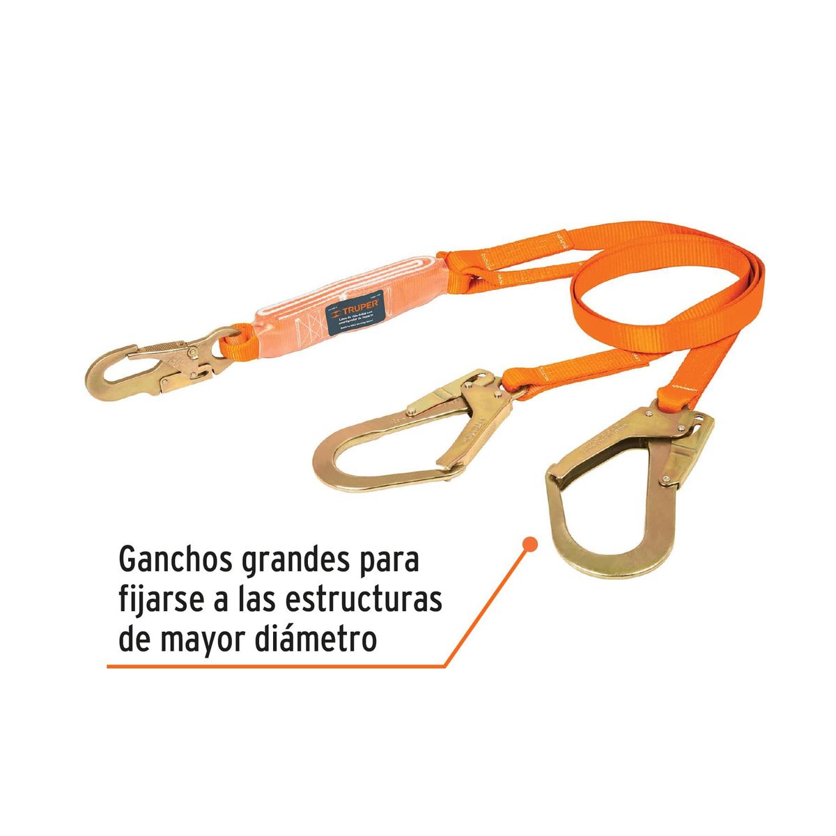 TRUPER - Línea vida absorbedor impacto doble brazo gancho grandeANSI