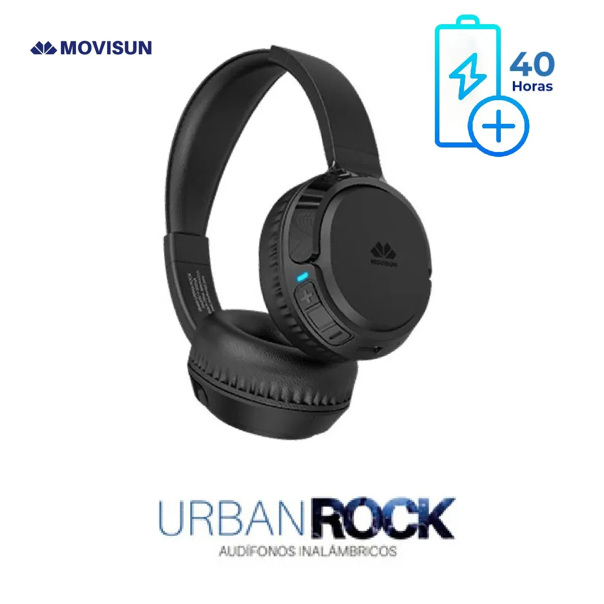 MOVISUN - Audifonos Bluetooth Inalambrico Vincha Movisun 40 Horas Reproduccion