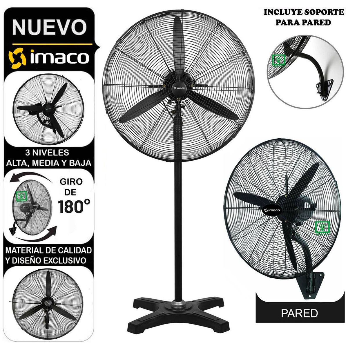 IMACO - Ventilador Pedestal y Pared Semi-Industrial 26 Imaco FS2623E 220W