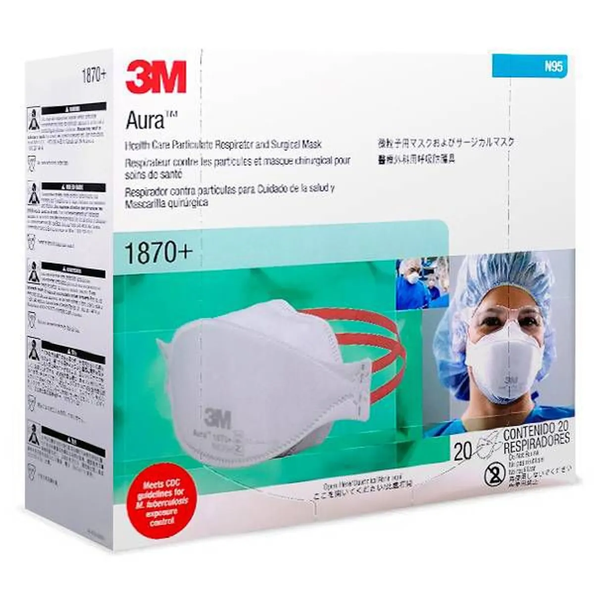 3M - Mascarilla N95 3M 1870 AURA (Caja x 20 Und)
