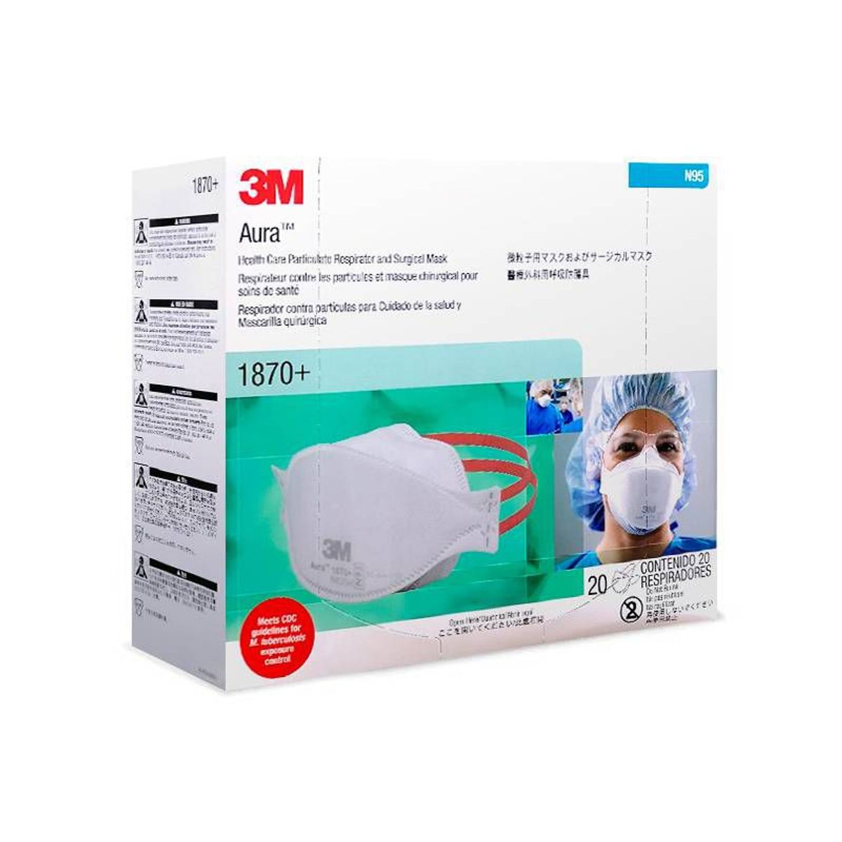3M - Mascarilla N95 3M 1870 AURA (Caja x 20 Und)
