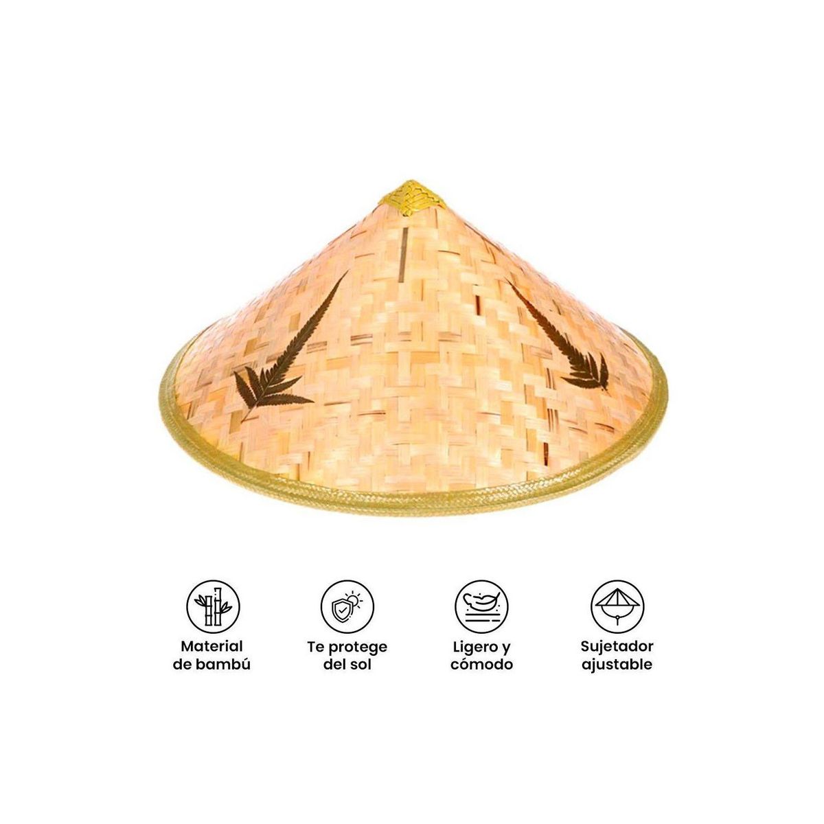 GENERICO - Sombrero Chino de Bambú Protector Solar