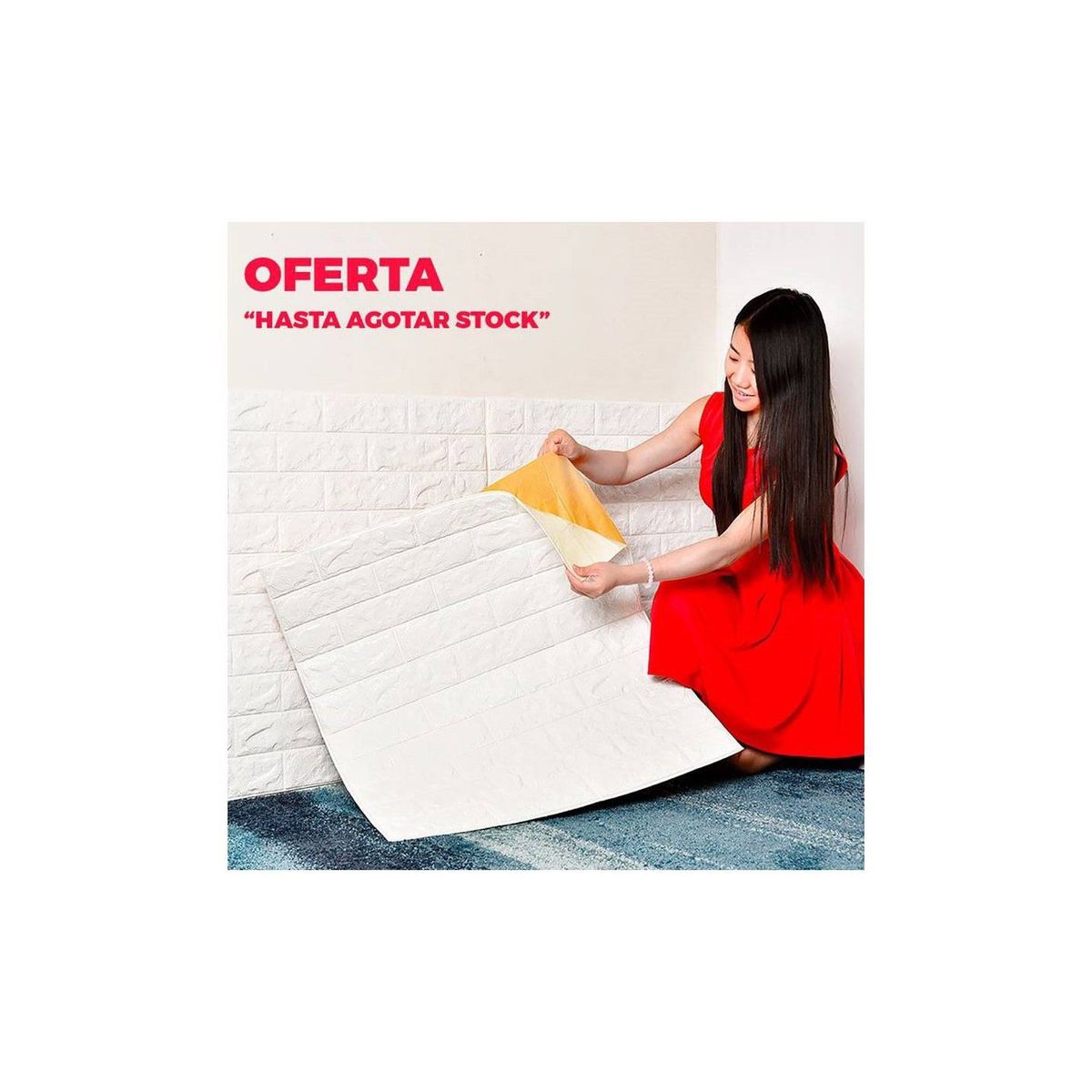 GENERICO - Papel tapiz autoadhesivo diseño de ladrillo 3d decorativo