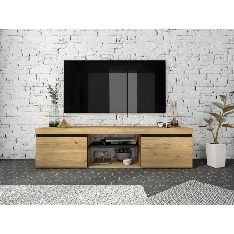 TU MESITA - Mesa para TV Moderno Julio 2 Puertas Duna/Negro TU MESITA