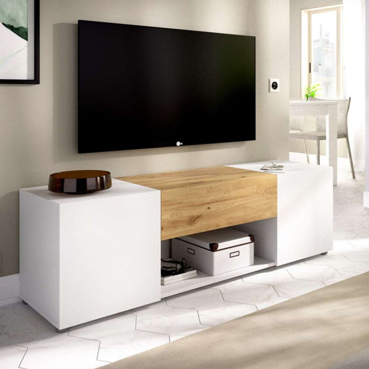 TU MESITA - Mueble para TV Moderna Amauta 2 puertas 1 cajón TU MESITA