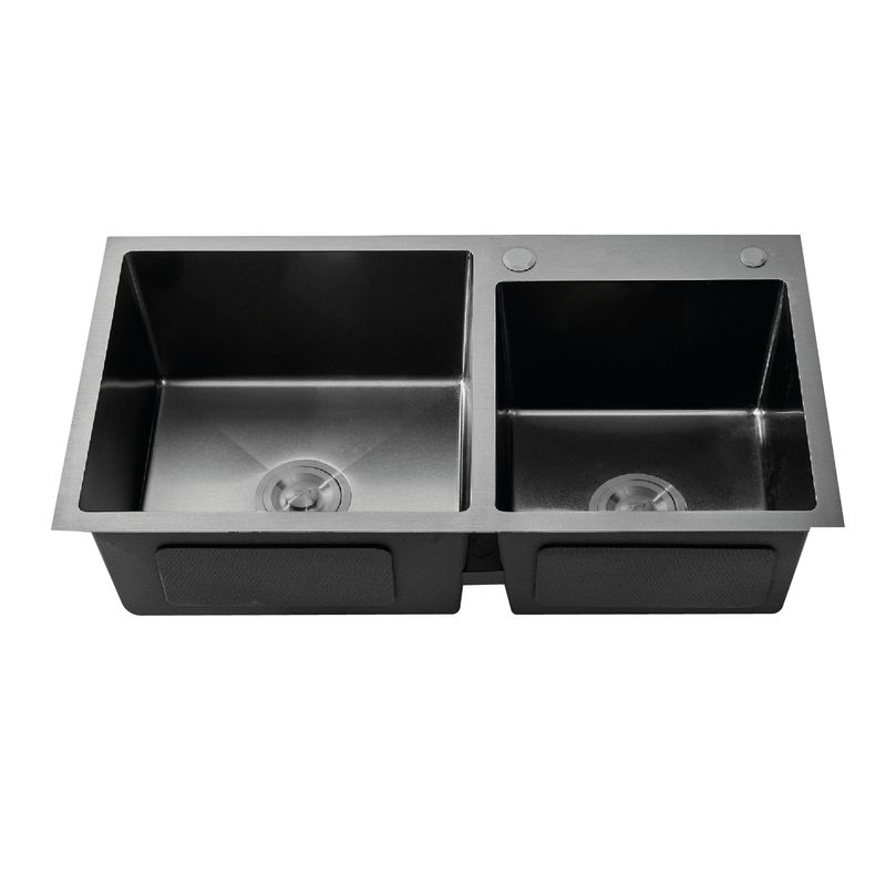 GENERICO - LAVADERO DE ACERO 2 POZA  80 X 43 CUADRADO BLACK  R-INOX