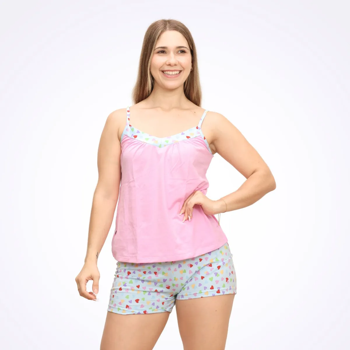 GENERICO - Pijama Babydoll Summer Girl Tira Cobert Heart - Inga Pijamas