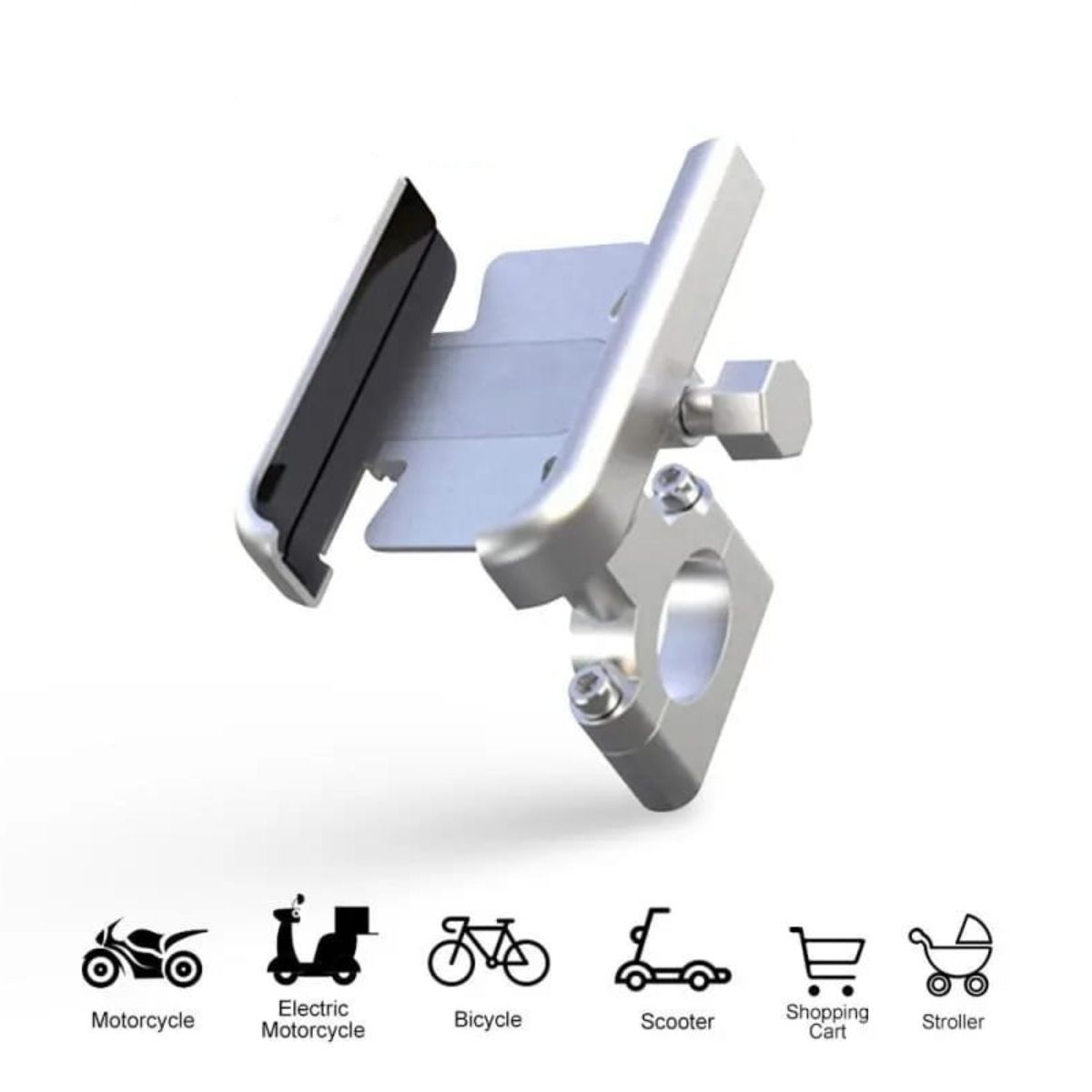 GENERICO - Holder  Aluminio Celular Moto Bicicleta Scooter Soporte 360° Plomo