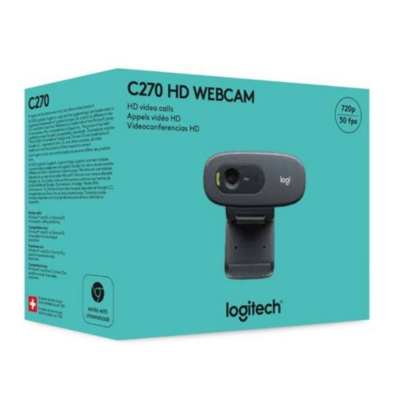 LOGITECH - Cámara Web Logitech C270 HD con Corrección de Iluminación Automática