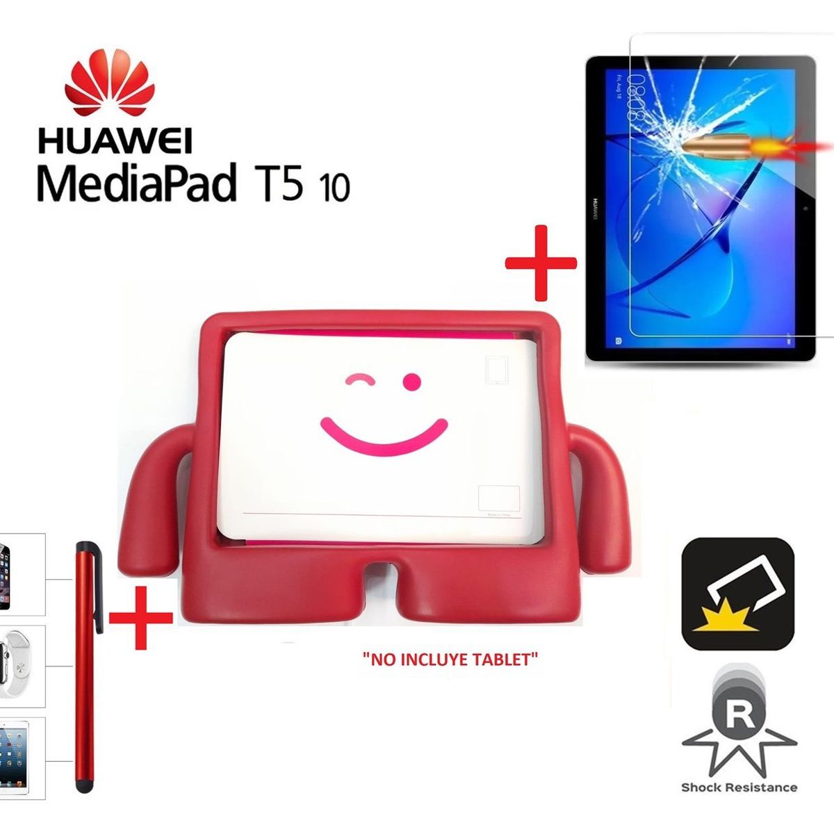 GENERICO - Funda Niños + Mica de Vidrio + Lapiz para Huawei MediaPad T5 10 Case