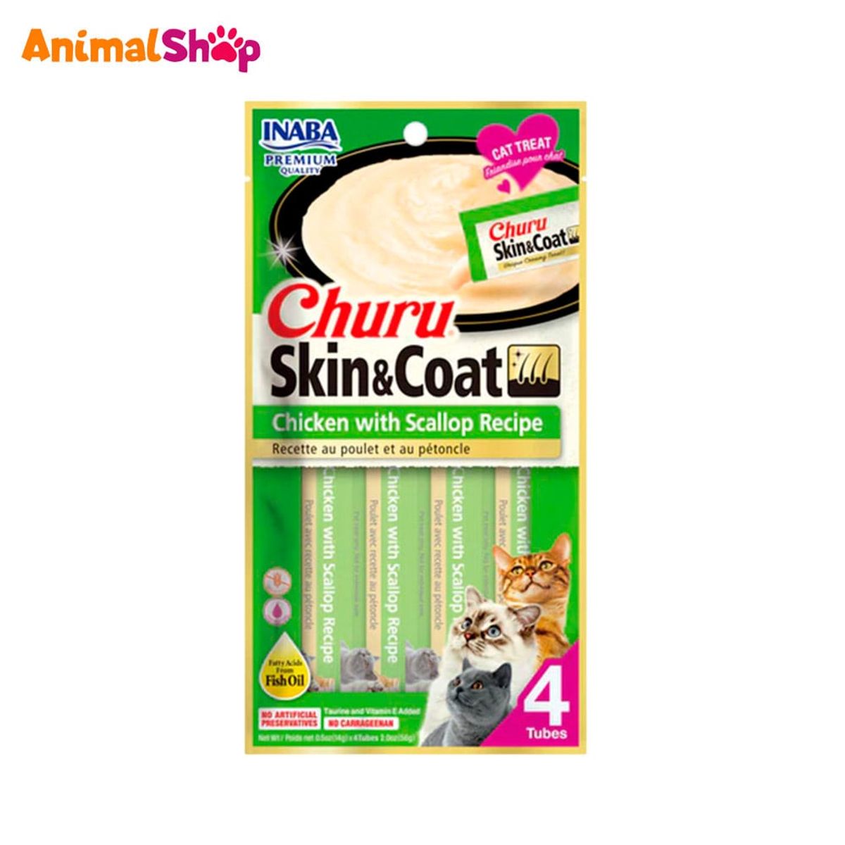 CHURU - Churu Skin  Coat Snack Húmedo Para Gato Vieiras Y Pollo 4Un