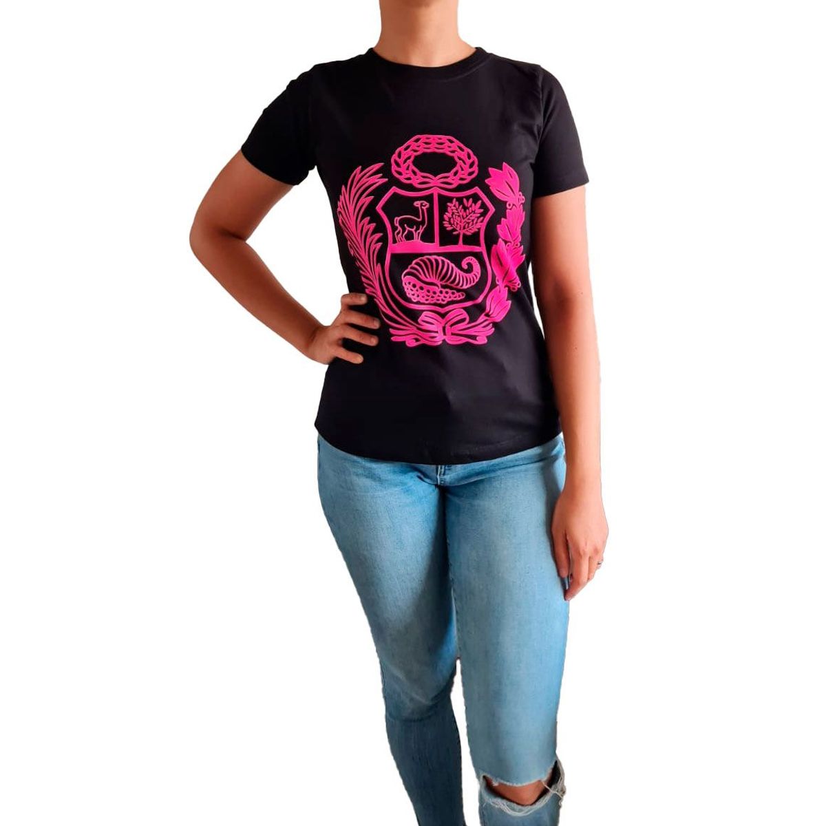 GENERICO - Polo Mujer Escudo Nacional Fucsia - Nathalie Love It - Negro