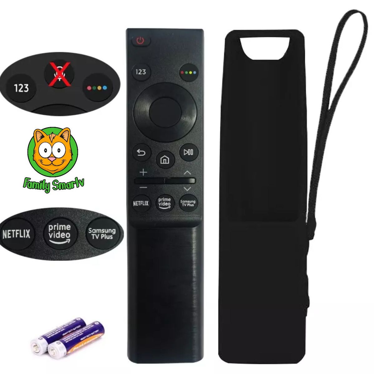 UNIVERSAL - Control Compatible Para Samsung Smart  Au7000 Au8000 + Funda Negro