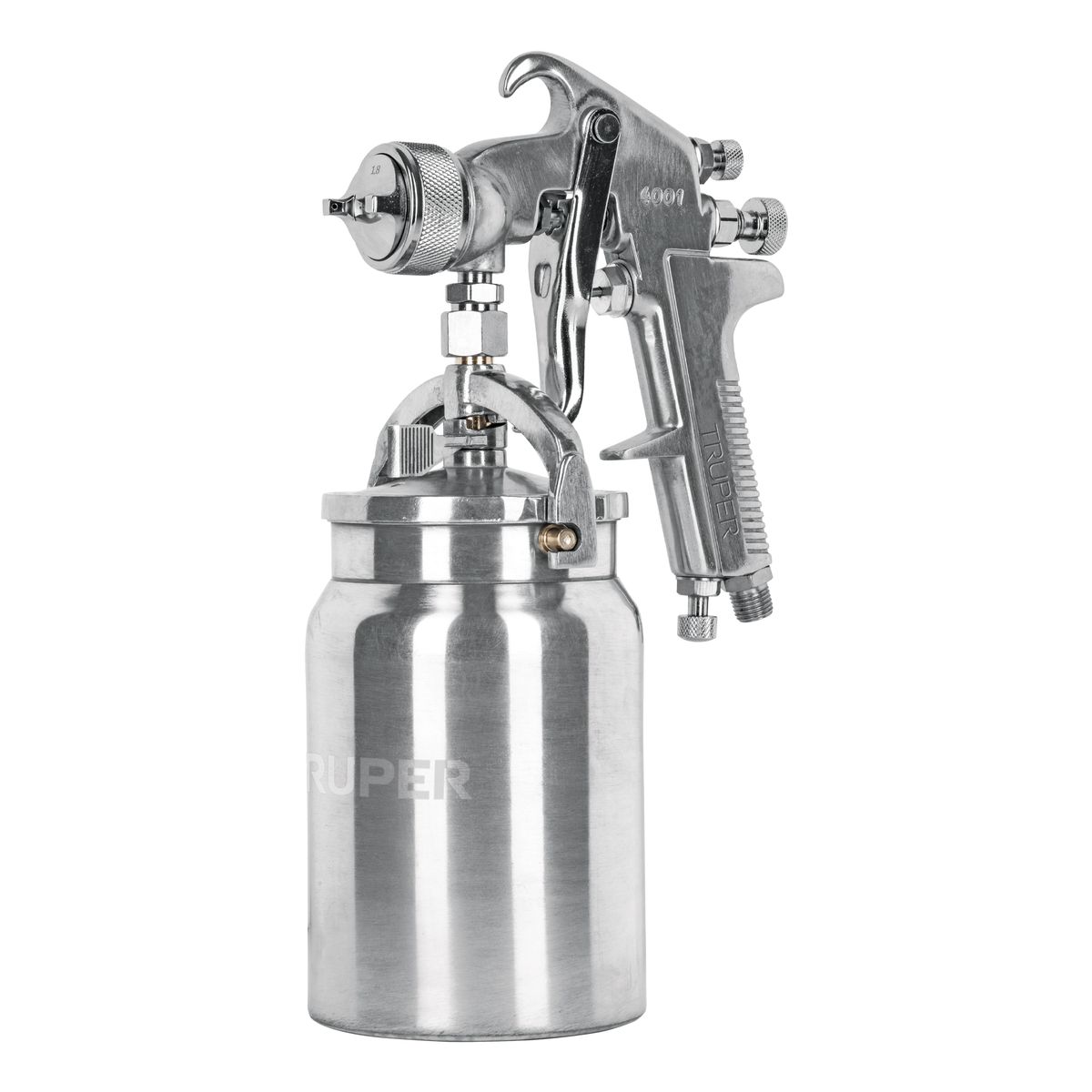 TRUPER - Pistola p/pintar succión HVHP vaso alum, 1.8mm, 3 válvulas COD 14085 Truper