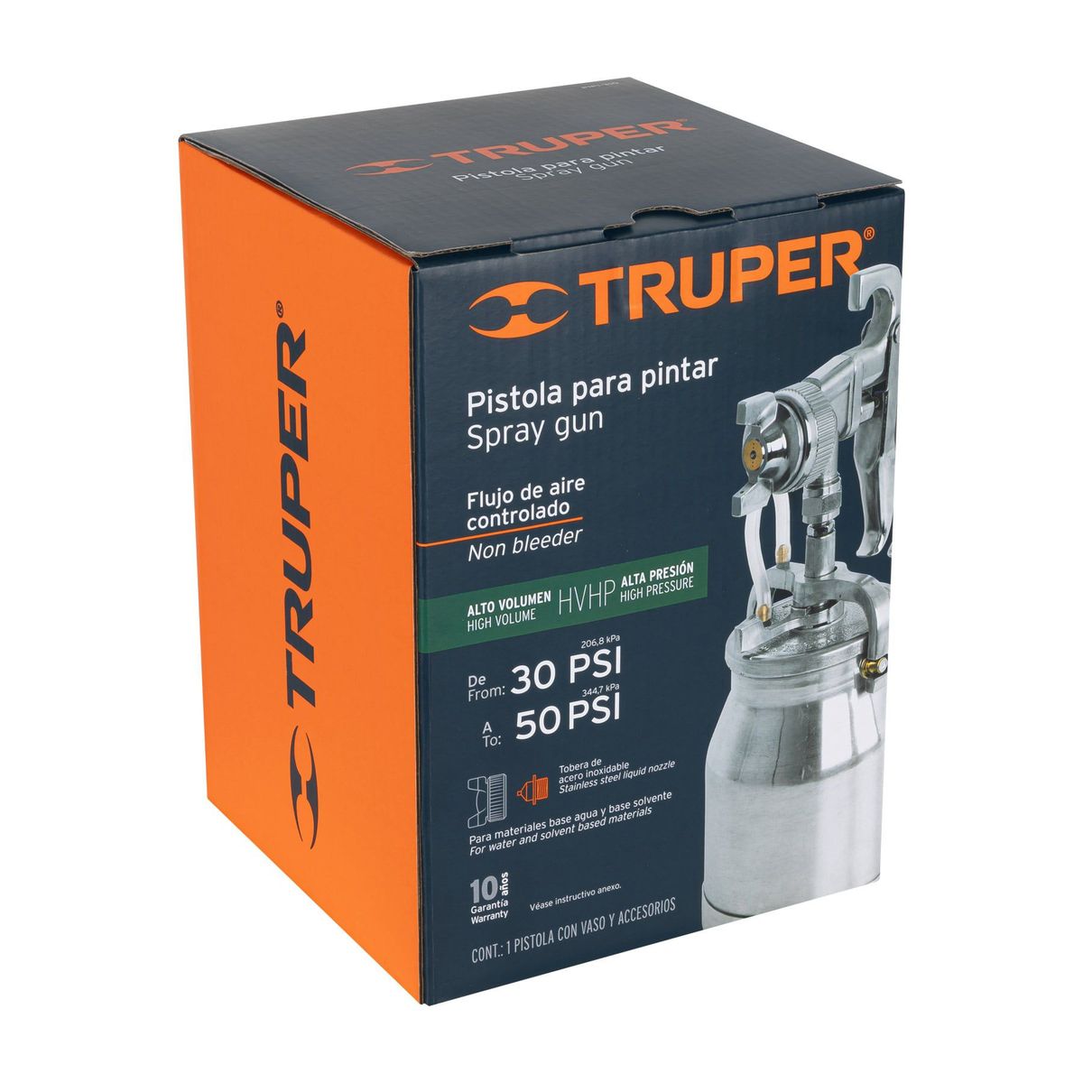 TRUPER - Pistola p/pintar succión HVHP vaso alum, 1.8mm, 2 válvulas