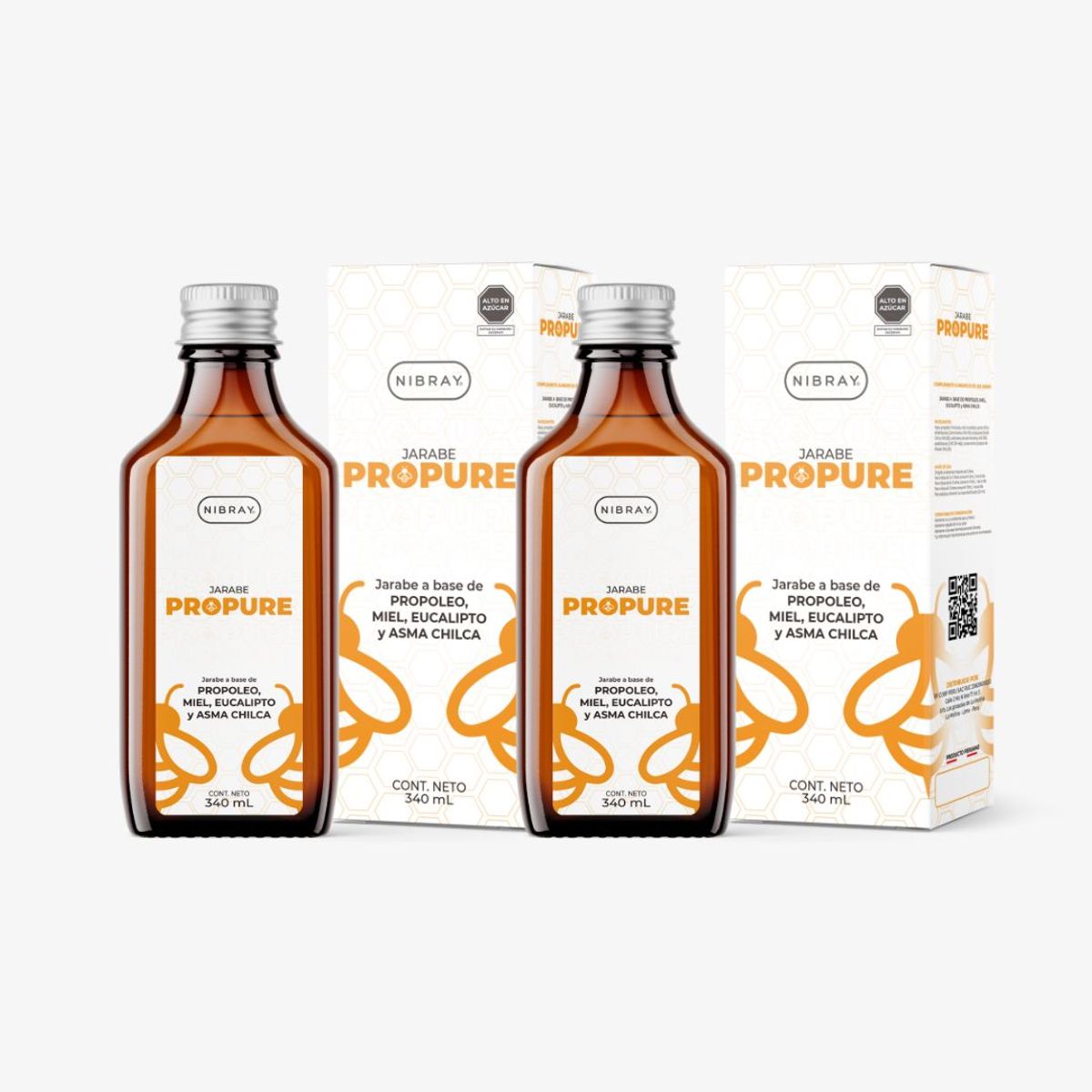 NIBRAY - Pack 2 Frascos Propóleo Miel Eucalipto y Asmachilca Propure