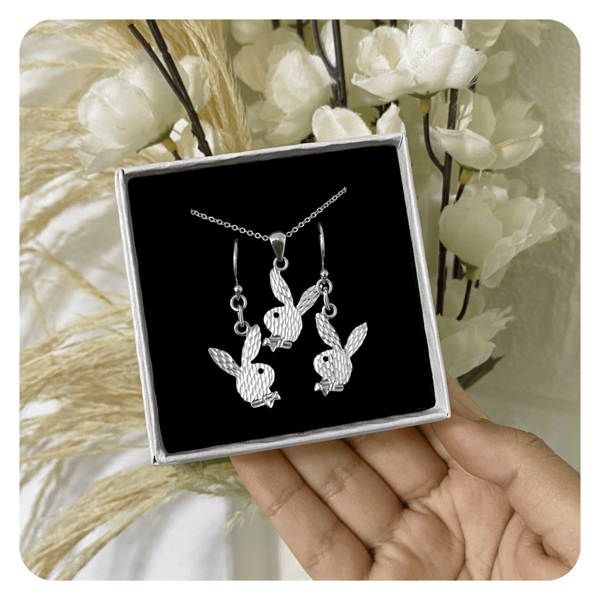 GENERICO - Set Colgante Conejo Diamantado Regalo Mamá Novia Plata 950