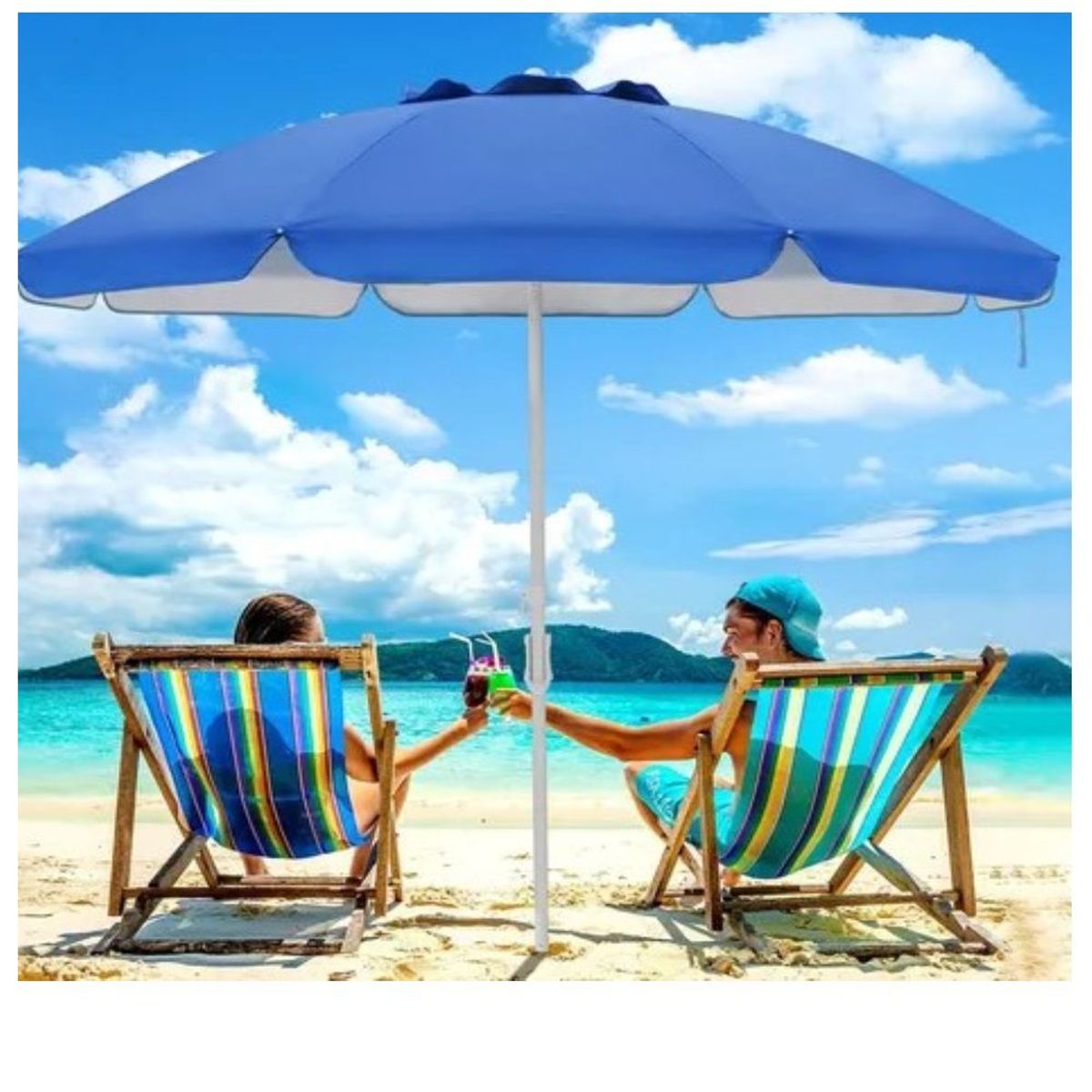 GENERICO - Sombrilla Playera Extragrande 210cm protección UV Funda