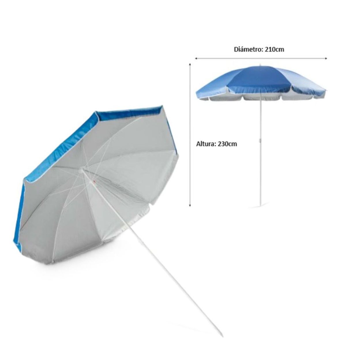 GENERICO - Sombrilla Playera Extragrande 210cm protección UV Funda