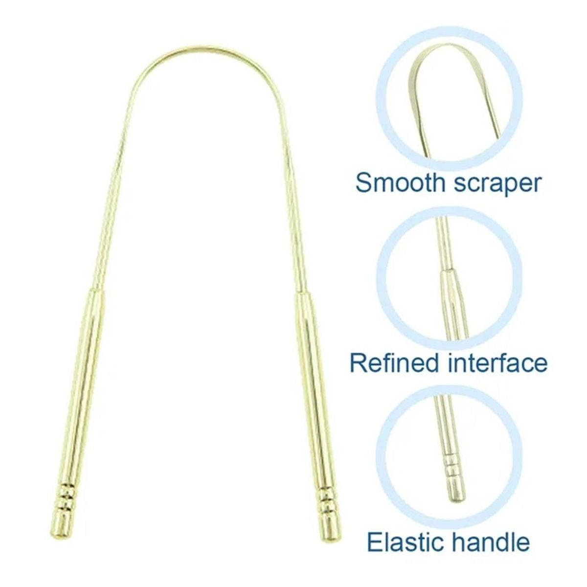 GENERICO - Limpiador Raspador De Lengua De Acero Inoxidable Dorado