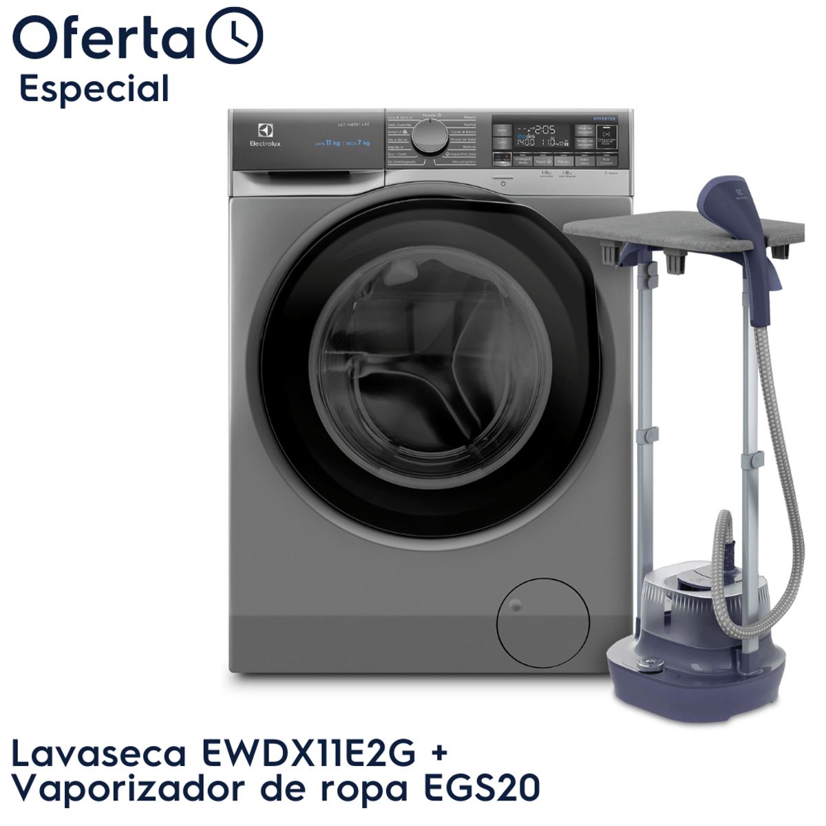 ELECTROLUX - Combo Lavaseca Carga Frontal 117Kg EWDX11E2G y Vaporizador de ropa EGS20 Electrolux