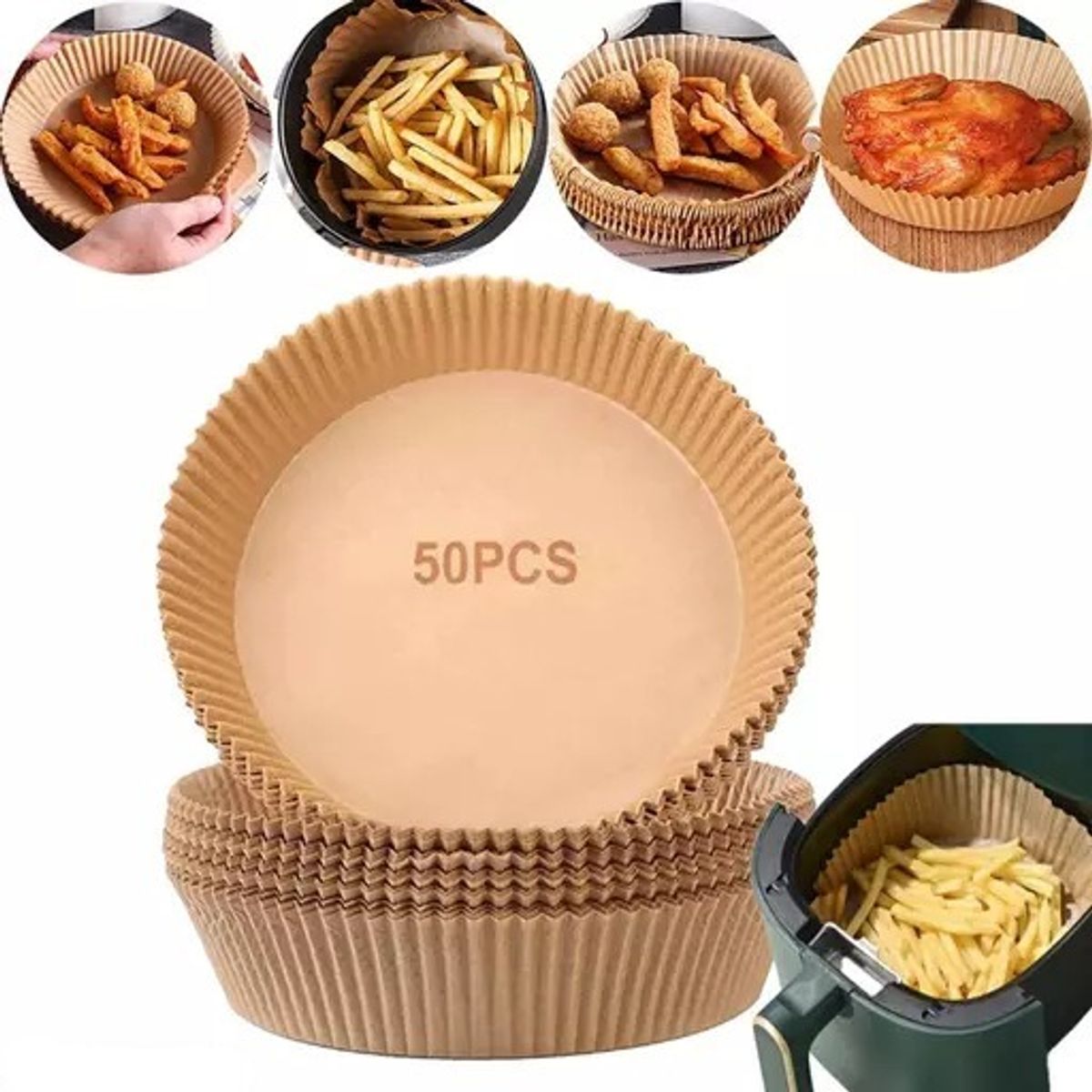 OEM - Pack 50 Papel Freidora Frituras para Hornear Antiadherente