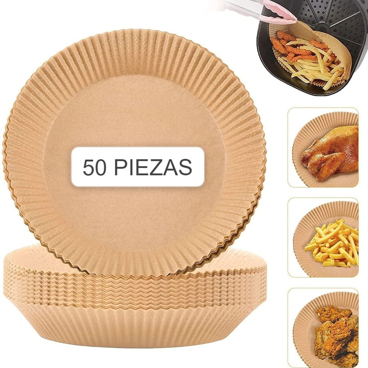 OEM - Pack 50 Papel Freidora Frituras para Hornear Antiadherente