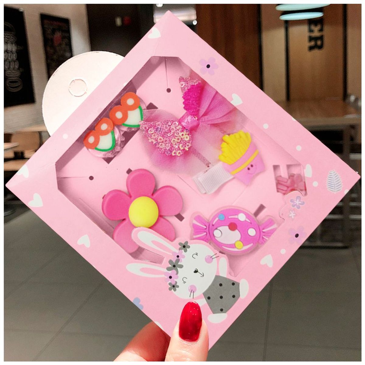 KELLER - Set de 8 Ganchos para Niñas Bebés Kawaii S47 Rosa-Fresa