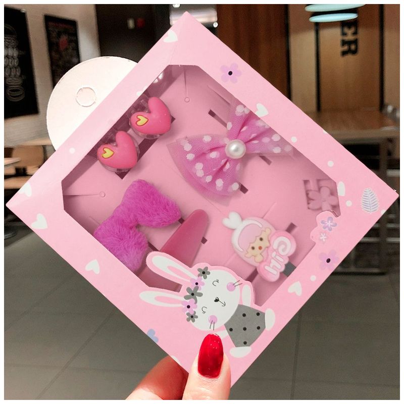 KELLER - Set de 8 Ganchos para Niñas Bebés Kawaii S47 Rosa-Corazón