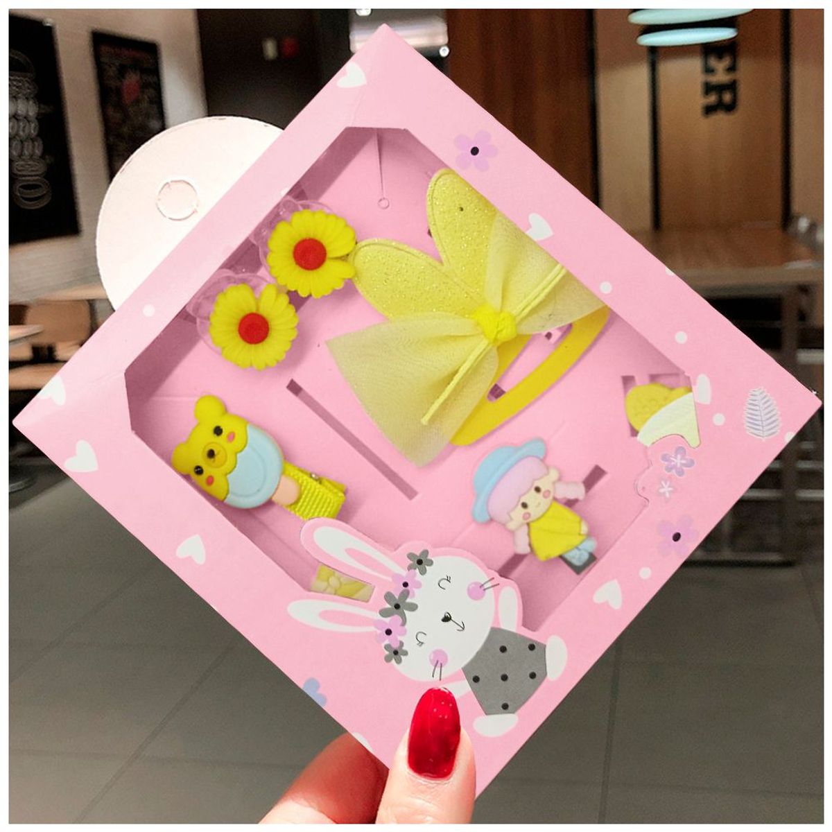 KELLER - Set de 8 Ganchos para Niñas Bebés Kawaii S47 Amarillo