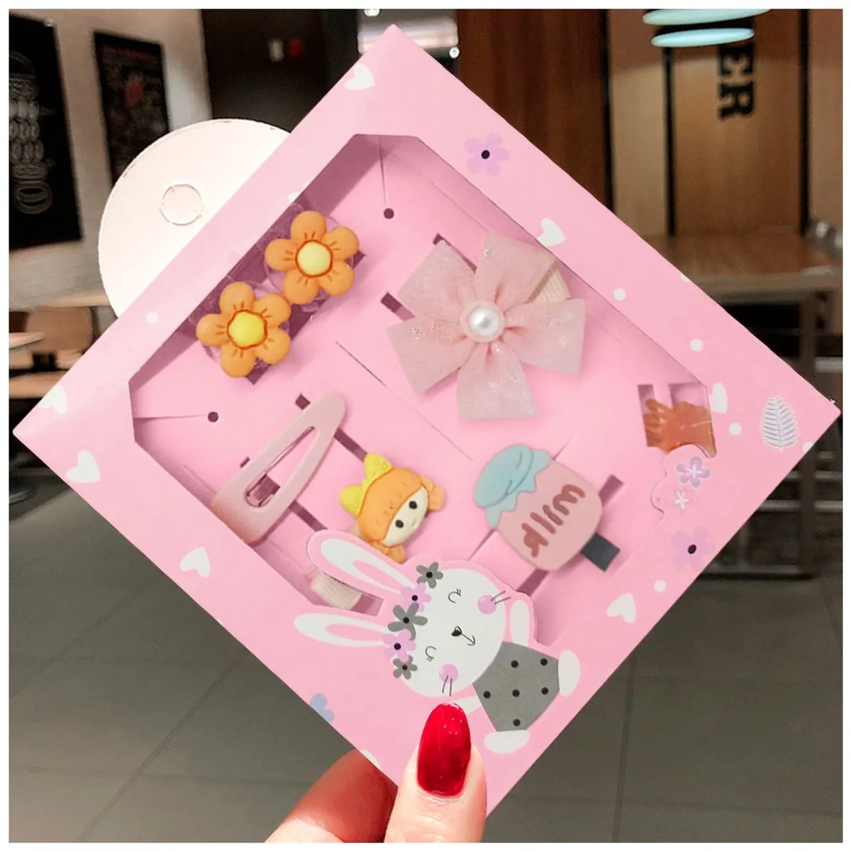 KELLER - Set de 8 Ganchos para Niñas Bebés Kawaii S47 Naranja