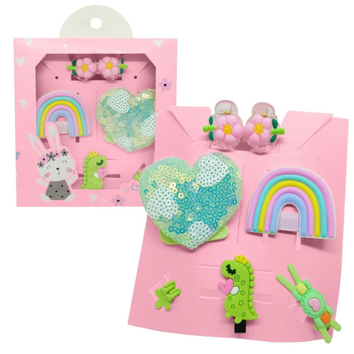 KELLER - Set de 8 Ganchos para Niñas Bebés Kawaii S47 Verde