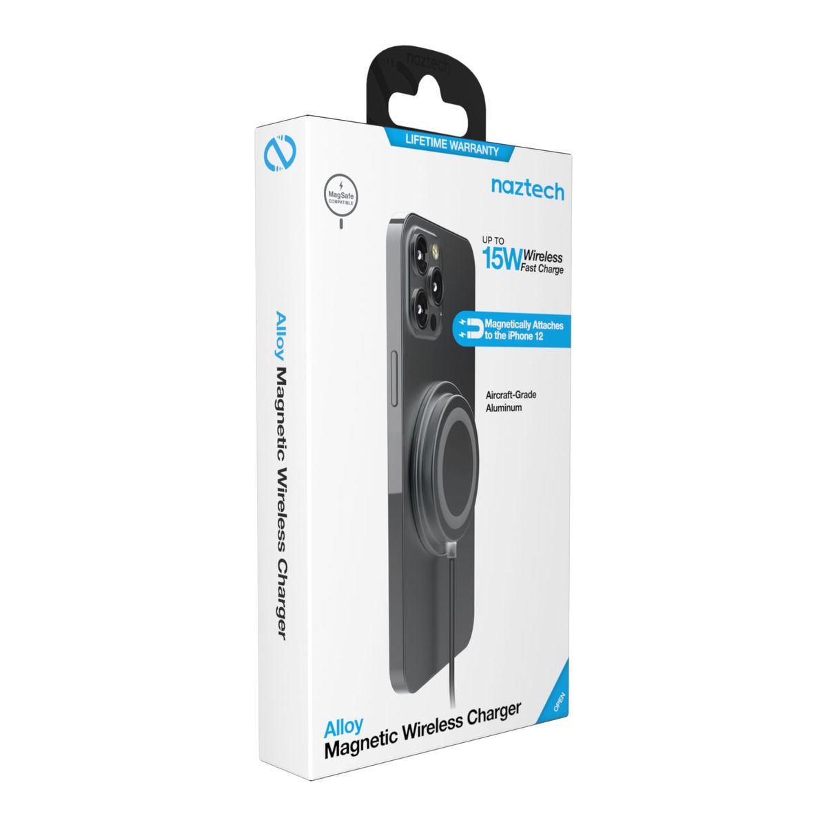 NAZTECH - Cargador Super Rápido Inalámbrico Naztech Alloy Magnetic 15W Wireless