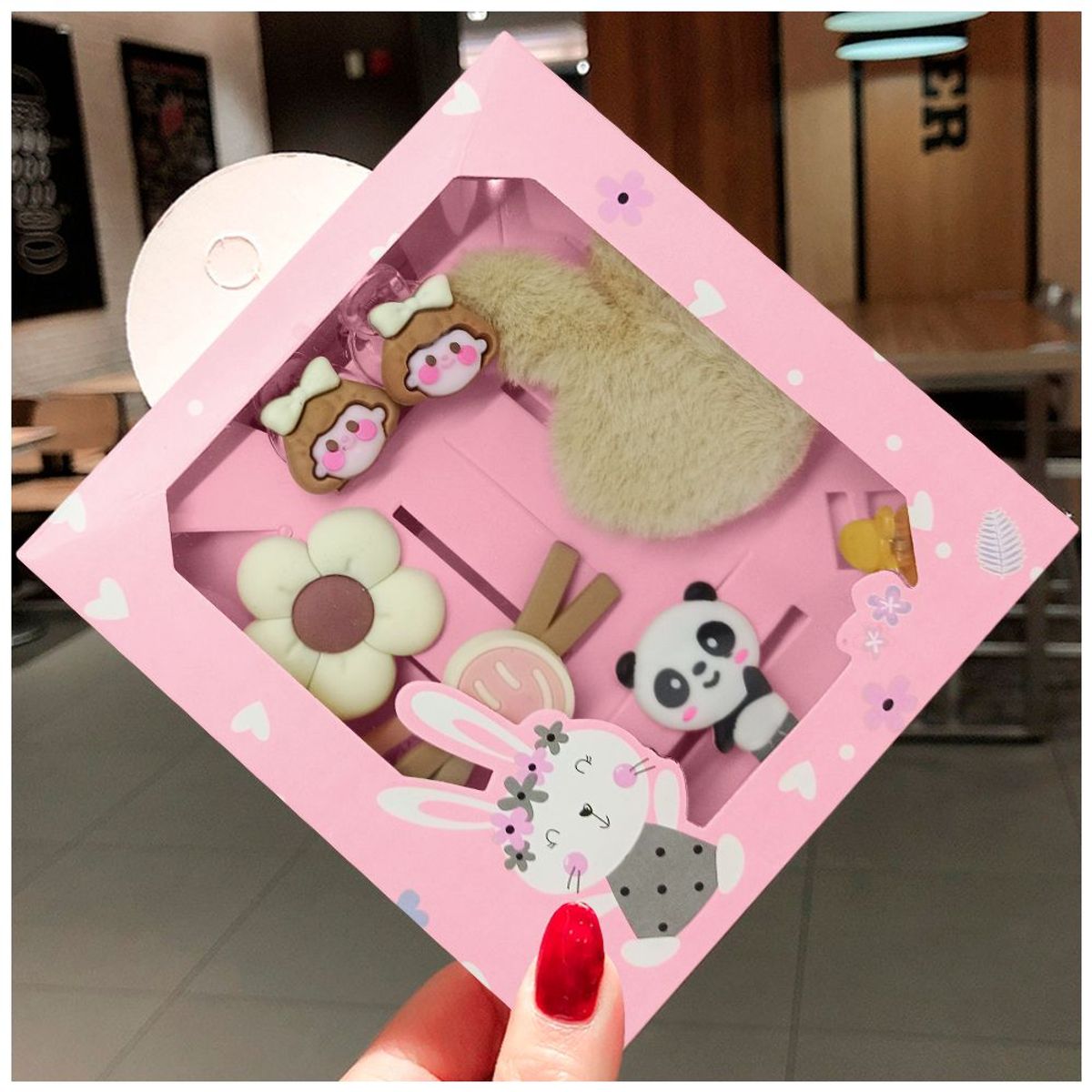 KELLER - Set de 8 Ganchos para Niñas Bebés Kawaii S47 Marrón