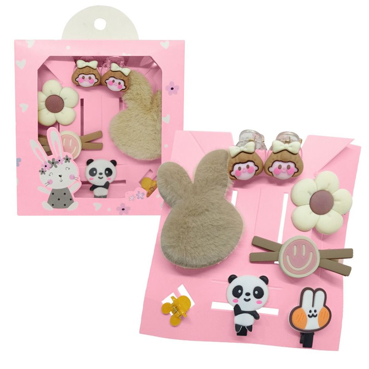 KELLER - Set de 8 Ganchos para Niñas Bebés Kawaii S47 Marrón
