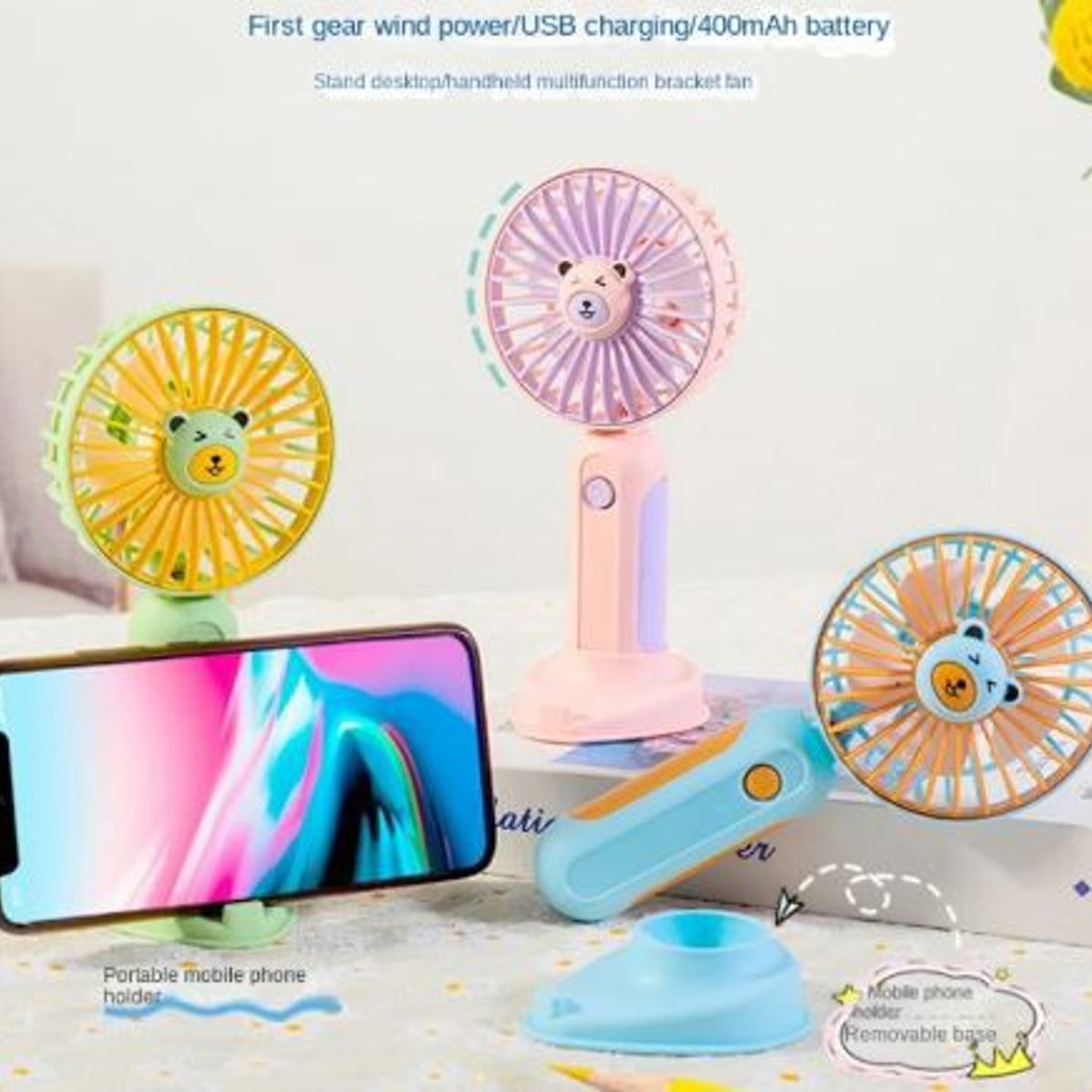 GENERICO - Mini Ventilador de escritorio de dibujos animados