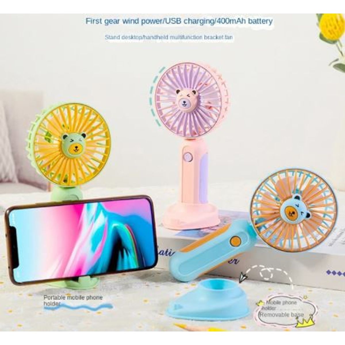 GENERICO - Mini Ventilador de escritorio de dibujos animados